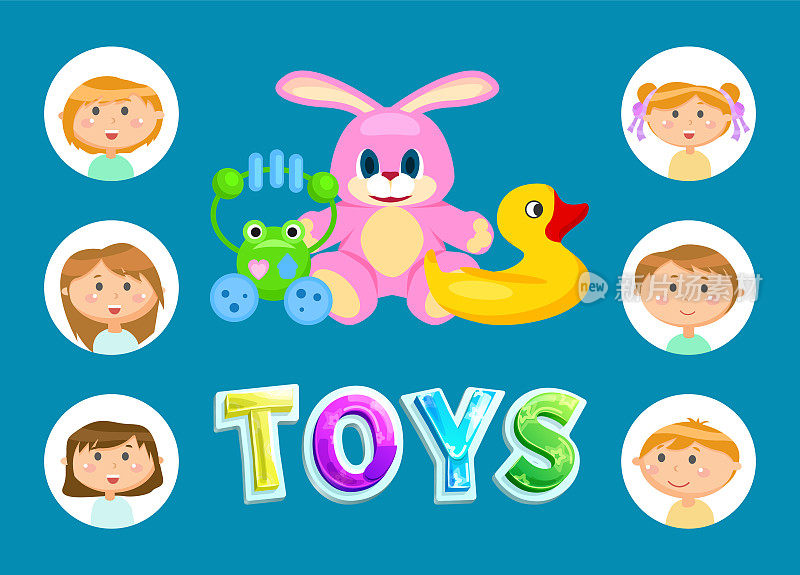 Toys and Children, Kindergarten Kids or Toddlers